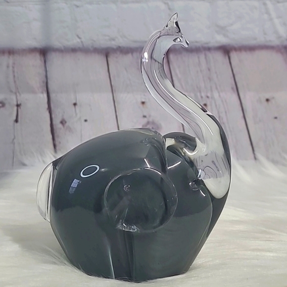 Y2K Unsigned Blown Glass Gray African Asian Elephant Paper Weight Trinket Decor - Picture 10 of 17